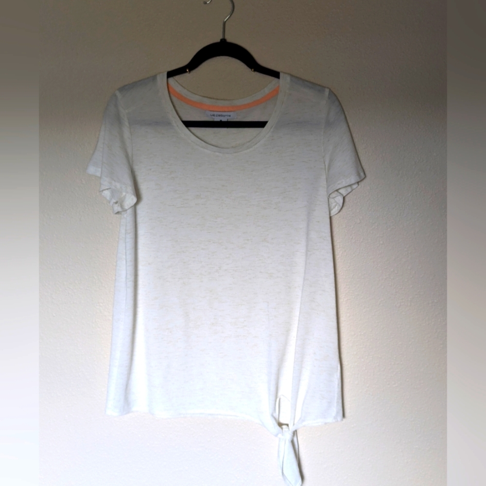Liz Claiborne Cream Waist Tie Top Size M